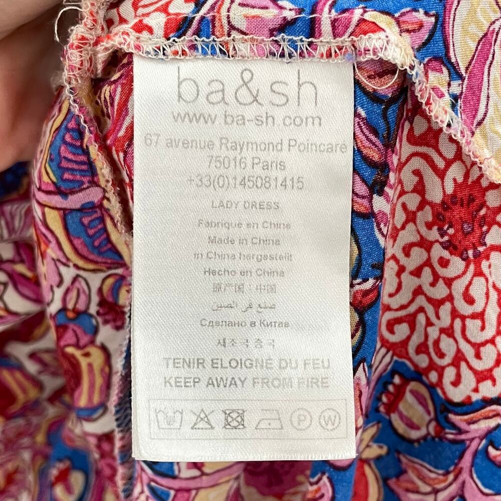 ba&sh Valia Dress Floral Short Sleeve Mini Dress S - Picture 8 of 10